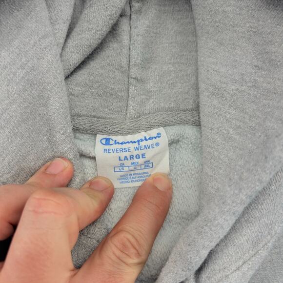 Champion Reverse Weave Hoodie Men's Large Gray Heavy-Weight Embroidered Logo - Picture 4 of 8